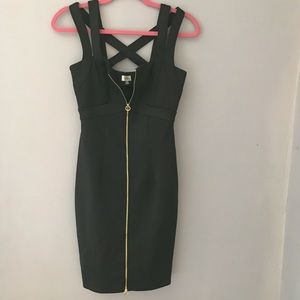 Calvin Klein Black-Gold Zipper Sheath Dress